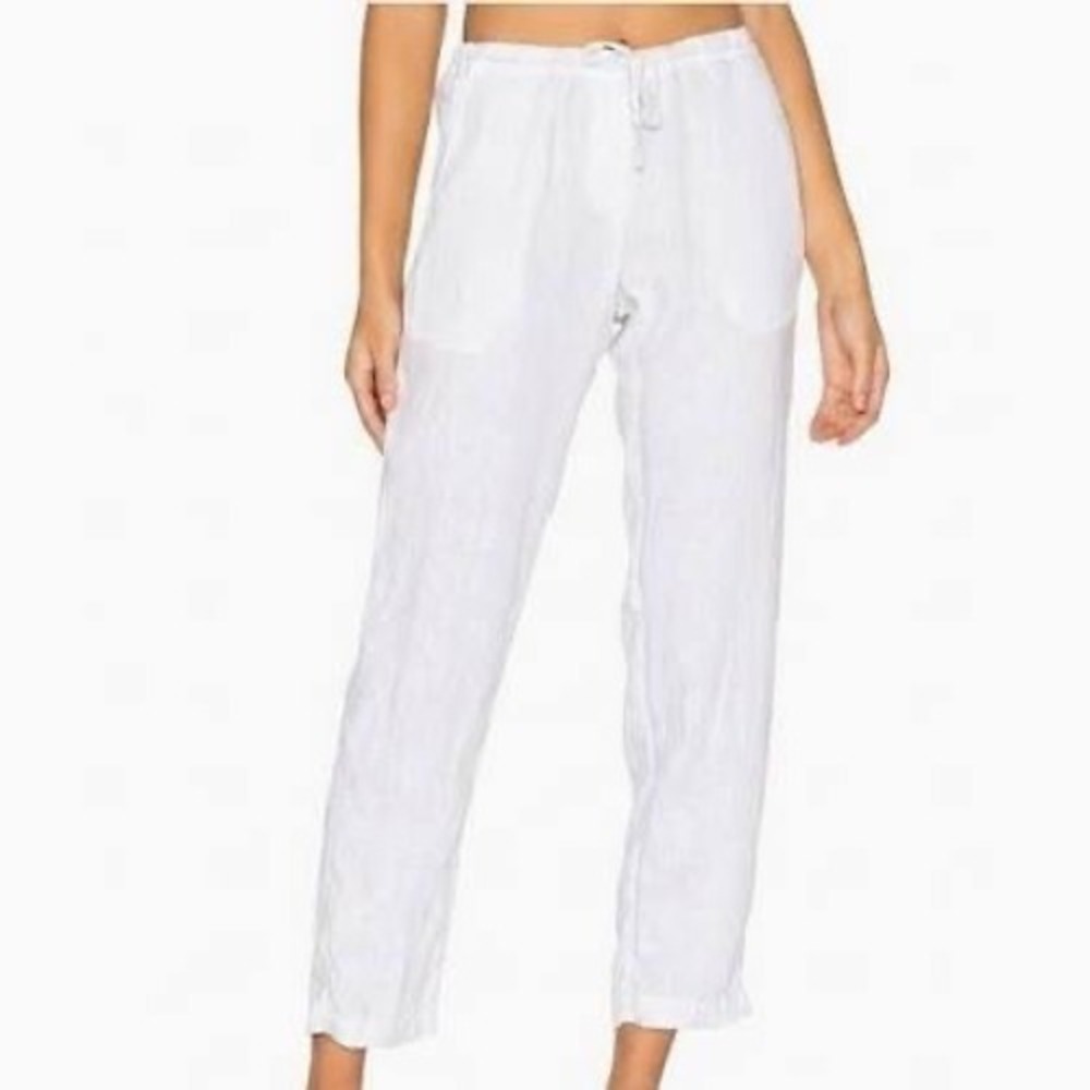 CP Shades White Cotton Drawstring Elastic Waist Tapered Pants Size Large